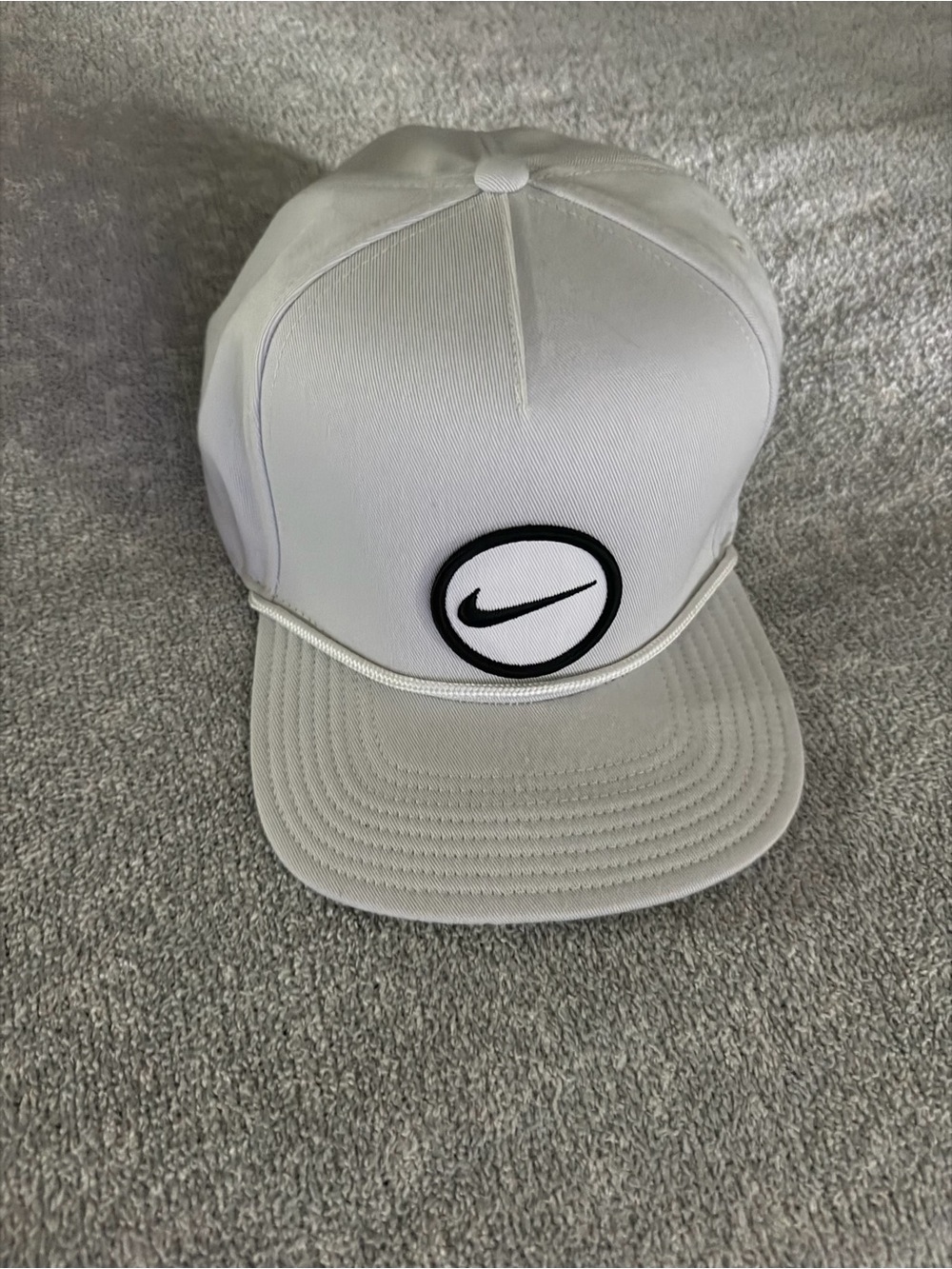 Nike White Snapback Cap with Black Swoosh Patch